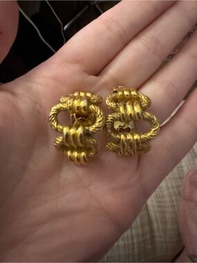 Vintage Christian Dior Gold-Tone Ornate Clip-On Earrings